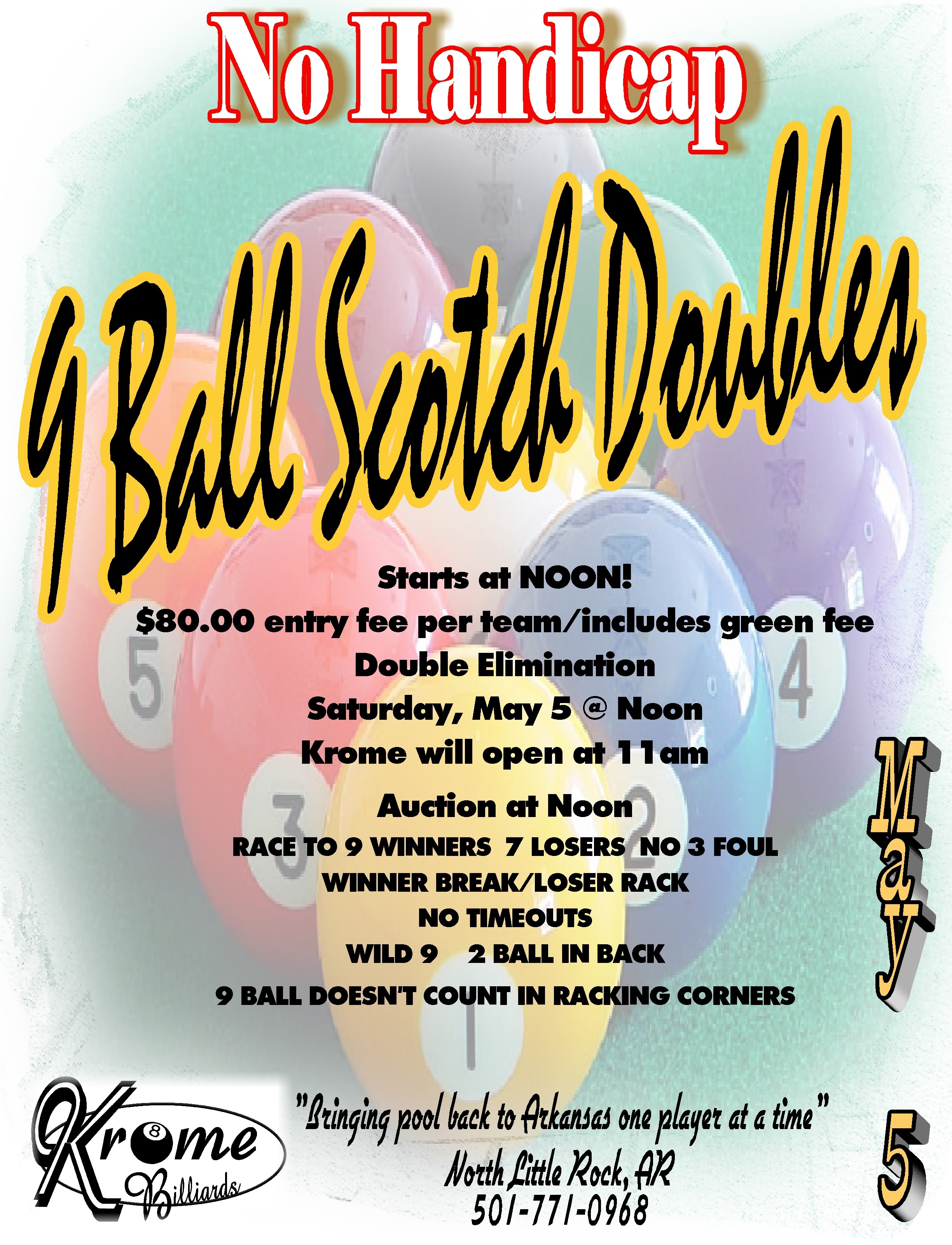 Scotch Doubles 9 Ball Open May Krome Billiards